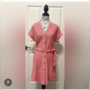 Alex Marie Orange and White Striped Button-Front Blouse